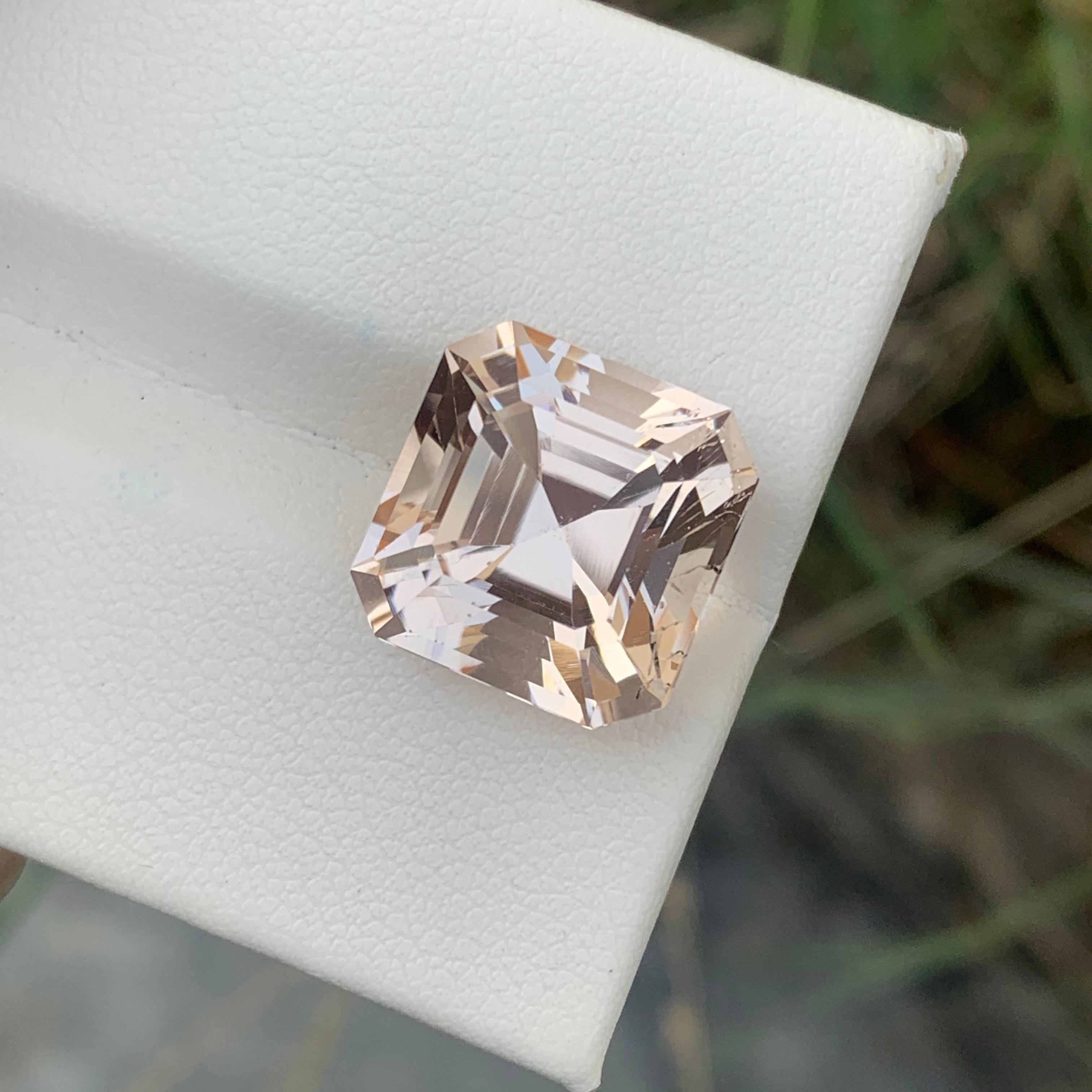 12.15 Carats Natural Loose Imperial Morganite Asscher Cut Gem For Jewelry Making 3