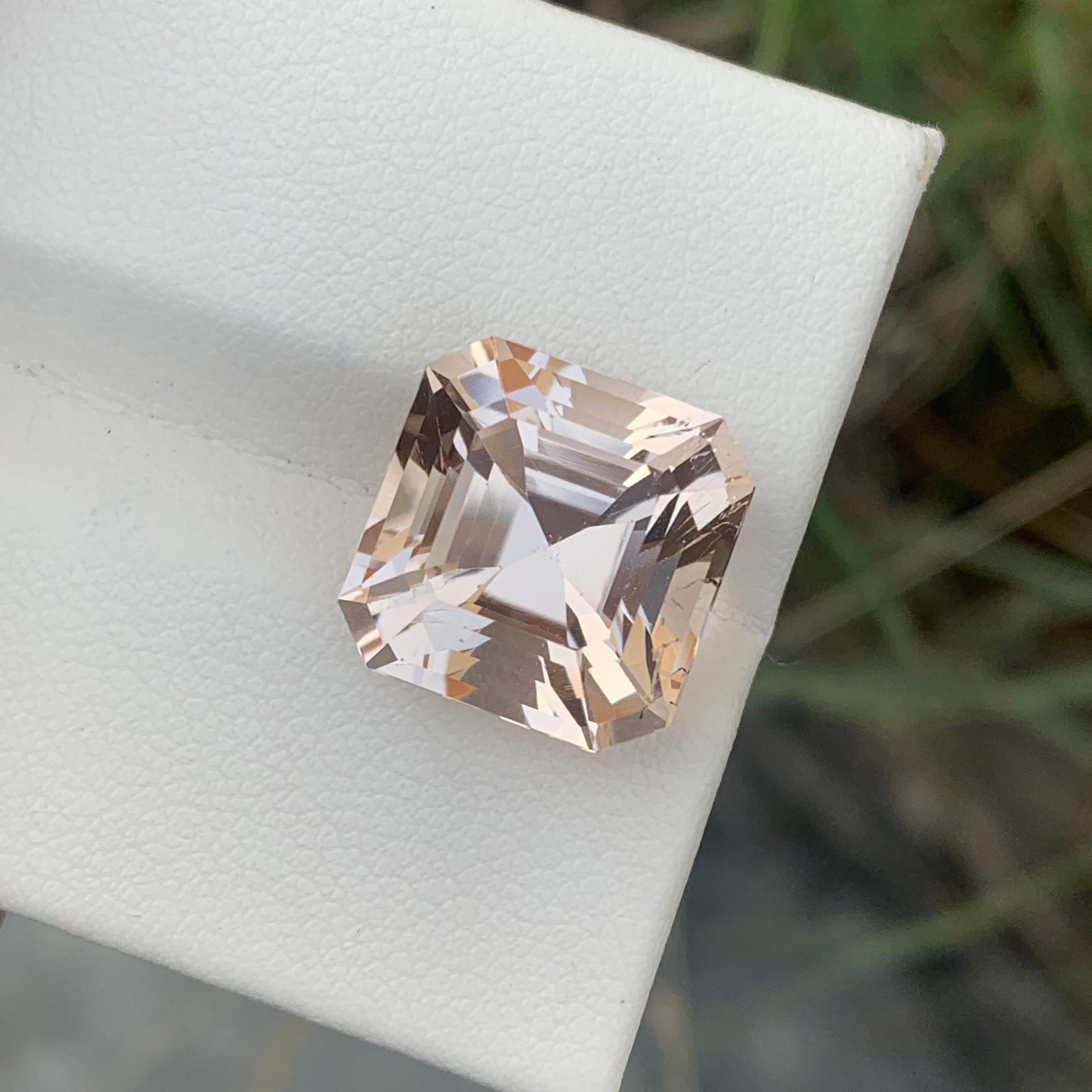12.15 Carats Natural Loose Imperial Morganite Asscher Cut Gem For Jewelry Making 4