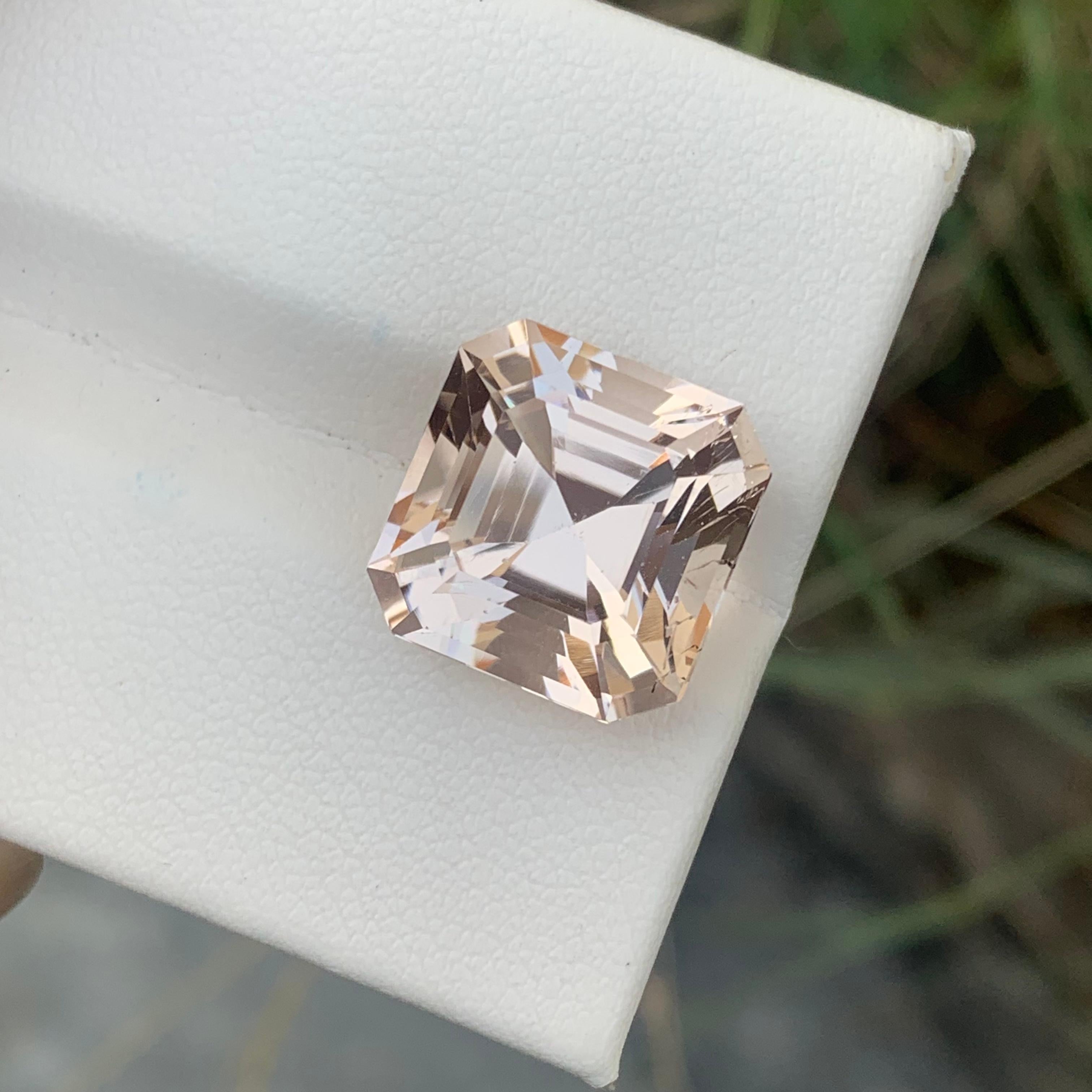 12.15 Carats Natural Loose Imperial Morganite Asscher Cut Gem For Jewelry Making 5