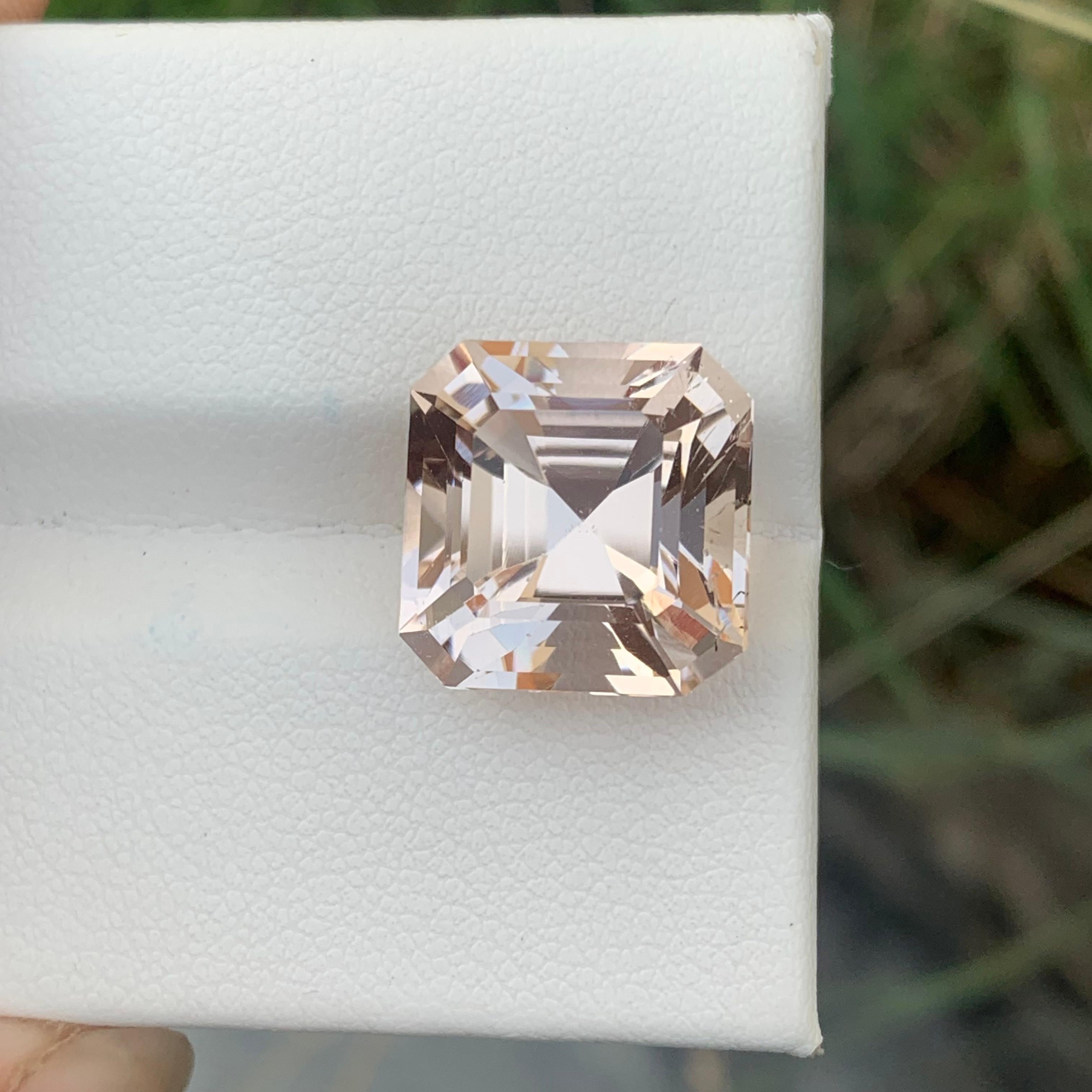 12.15 Carats Natural Loose Imperial Morganite Asscher Cut Gem For Jewelry Making 6