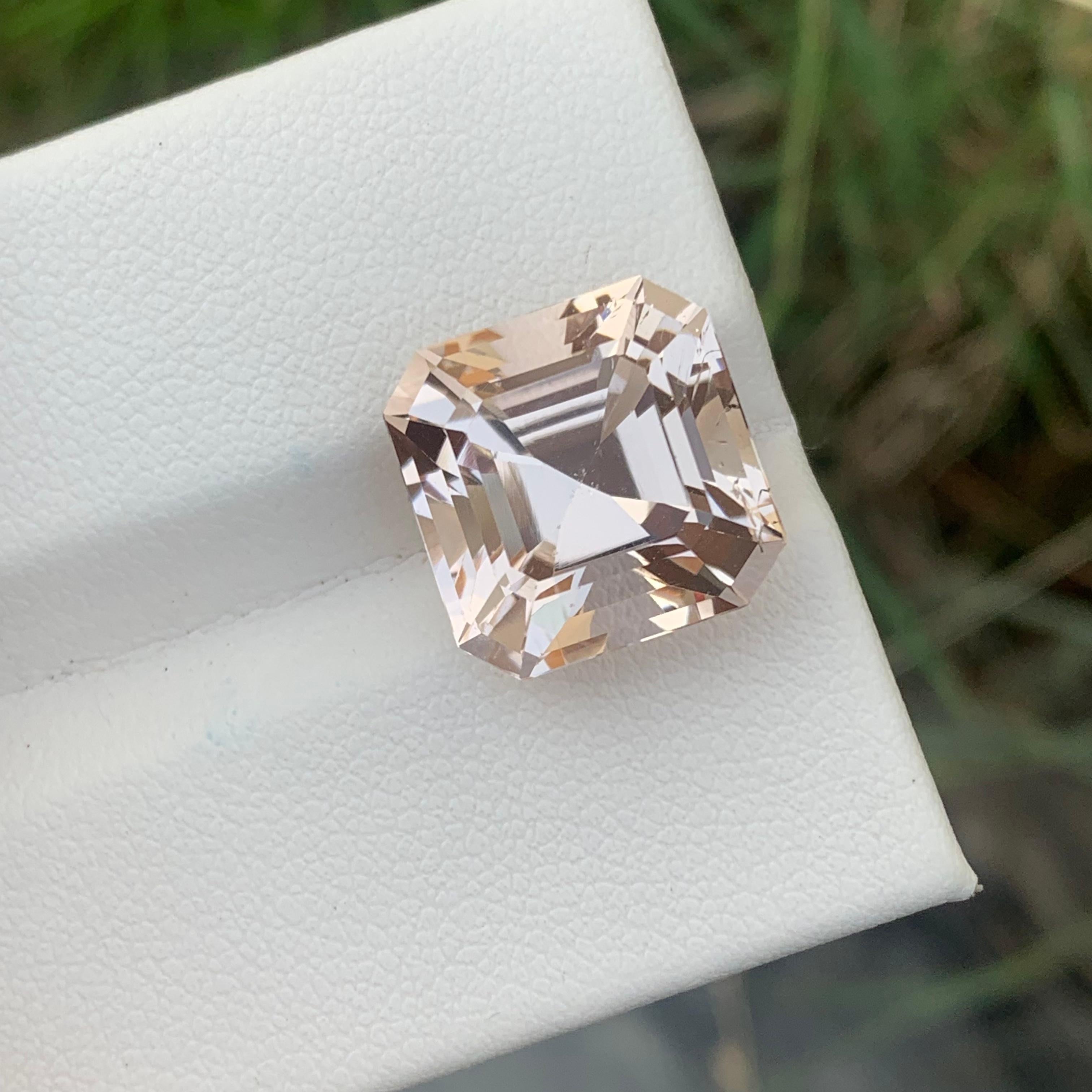 12.15 Carats Natural Loose Imperial Morganite Asscher Cut Gem For Jewelry Making 7