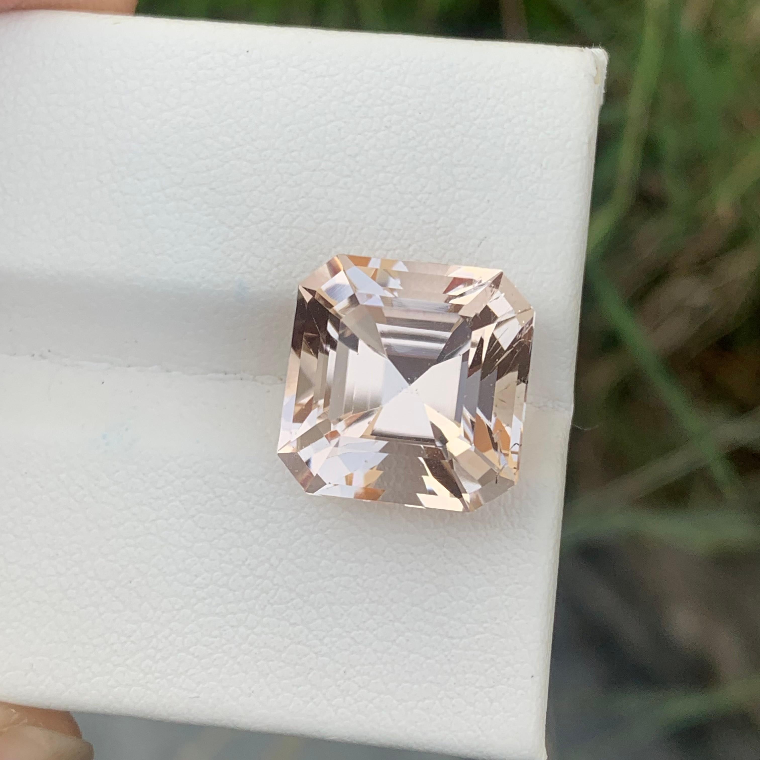 Women's or Men's 12.15 Carats Natural Loose Imperial Morganite Asscher Cut Gem For Jewelry Making