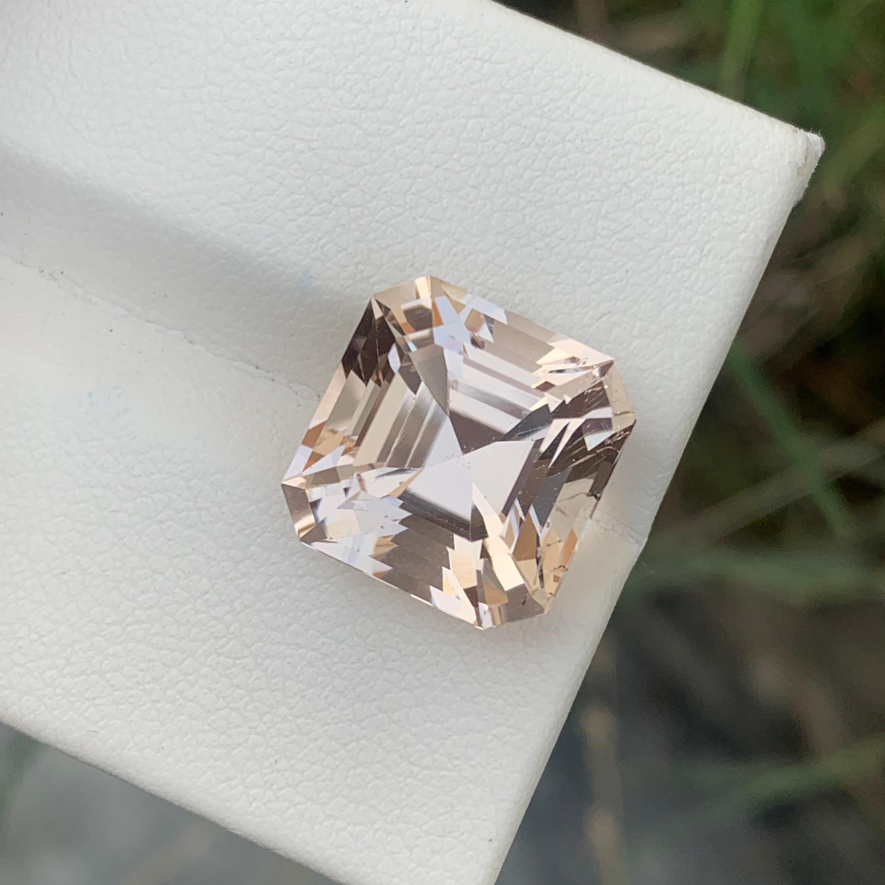 12.15 Carats Natural Loose Imperial Morganite Asscher Cut Gem For Jewelry Making 1