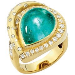 Susan Lister Locke 12.16ct Paraiba Tourmaline & Diamond Swirl Ring in 18K Gold