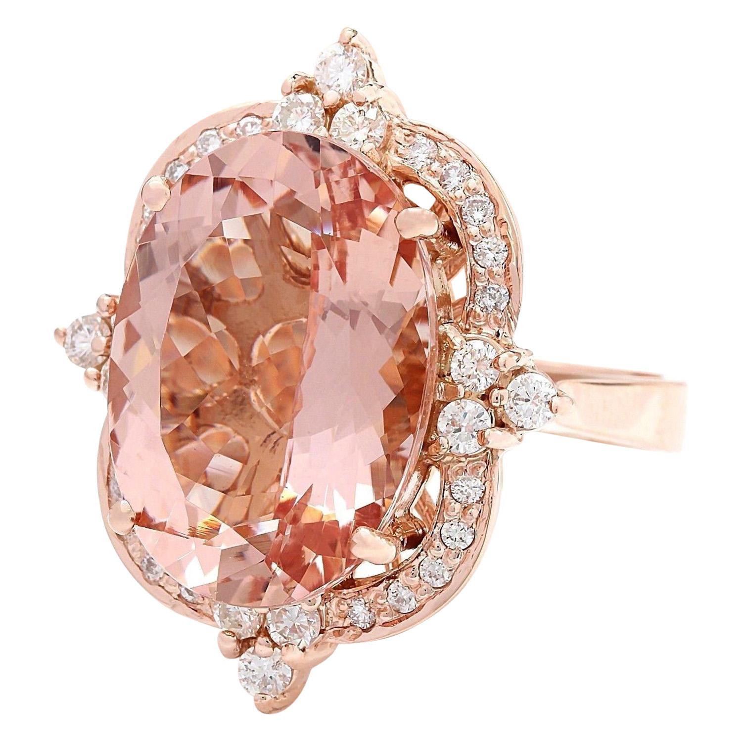 12.16 Carat Natural Morganite 14K Solid Rose Gold Diamond Ring
 Item Type: Ring
 Item Style: Cocktail
 Material: 14K Rose Gold
 Mainstone: Morganite
 Stone Color: Peach
 Stone Weight: 11.36 Carat
 Stone Shape: Oval
 Stone Quantity: 1
 Stone