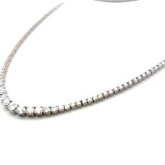 12.16 Carat Round Brilliant G-H VS Diamond 14 Karat White Gold Riviera Necklace