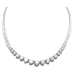 12.16 Carat Round Brilliant G-H VS Diamond 14 Karat White Gold Riviera Necklace