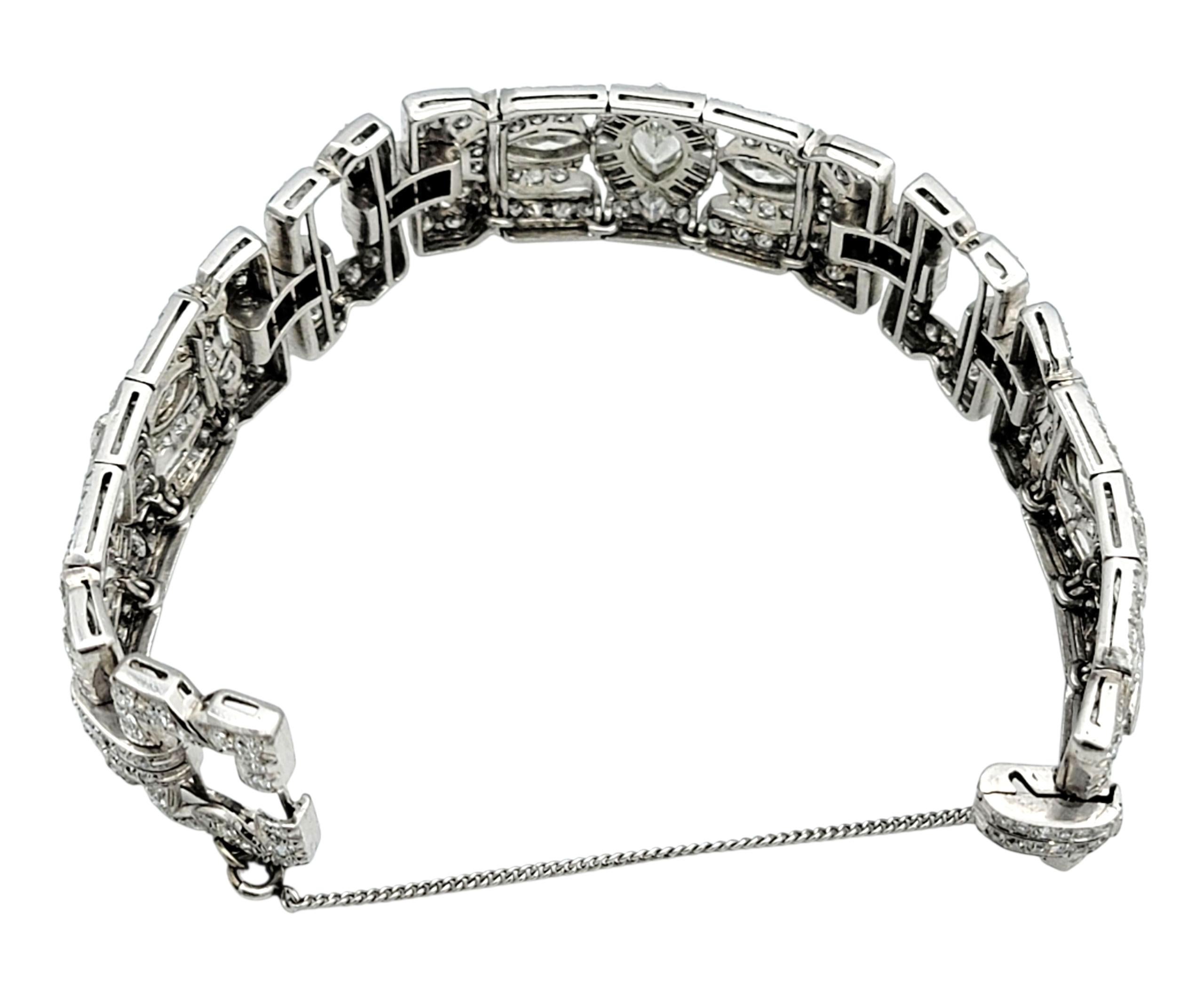 Pulsera de eslabones Art Decó con varios diamantes en total de 12,16 quilates, en platino en venta 5