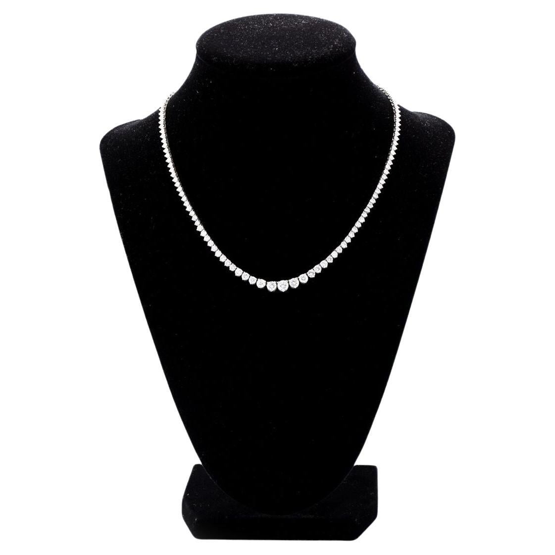 12.19 carat Platinum Elegant Graduated Diamond Tennis Necklace For Sale