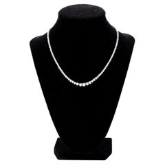 Used 12.19 carat Platinum Elegant Graduated Diamond Tennis Necklace