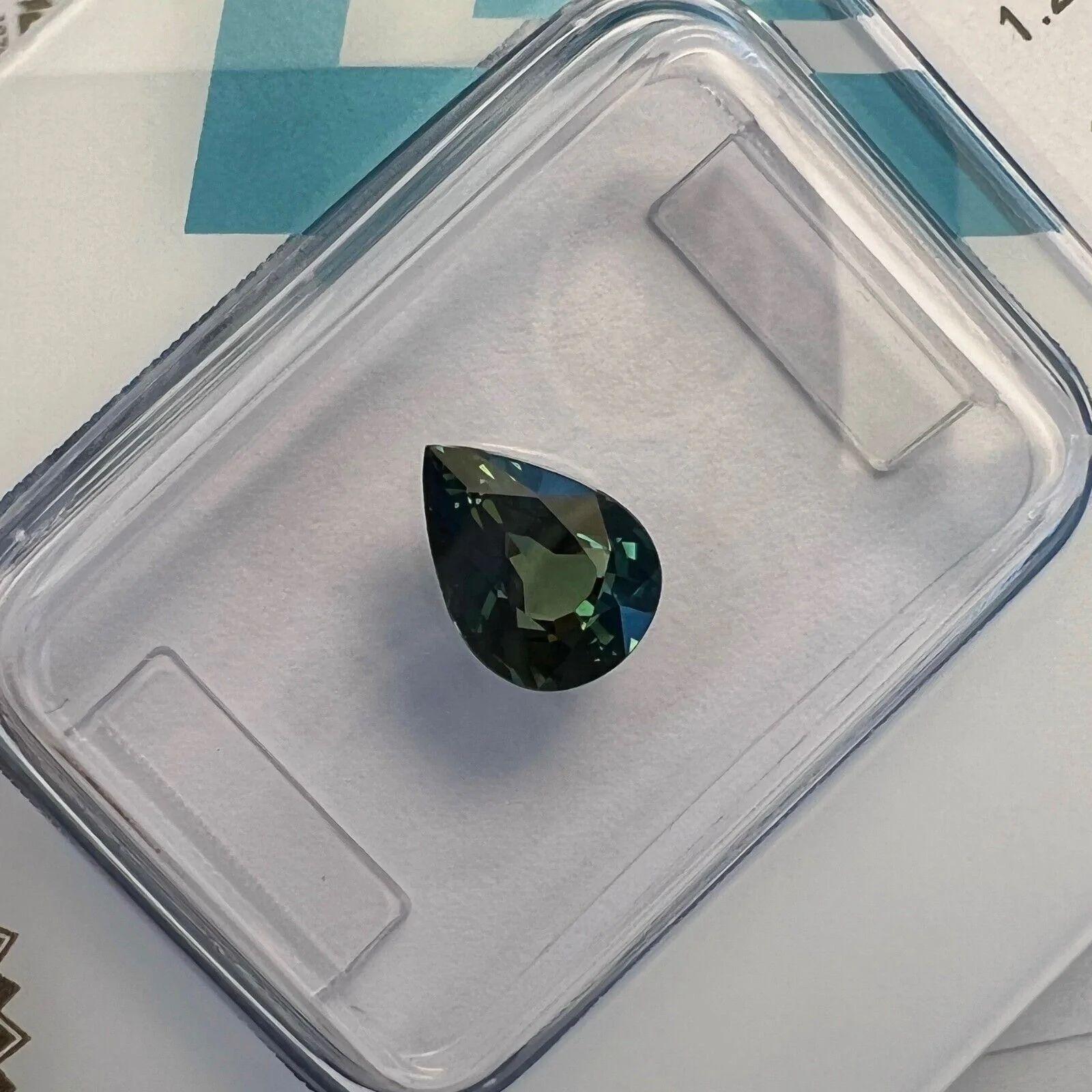 1.21ct Colour Change Sapphire Green Blue Untreated IGI Certified Unheated Pear

Rare Untreated Colour Change Sapphire Gemstone.
1.21 Carat unheated sapphire with a rare colour change effect. Changing colour depending on the light its viewed in. Very