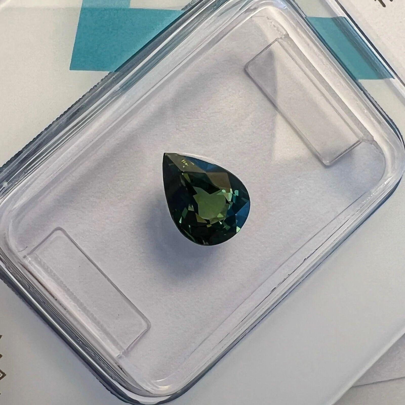 1.21ct Colour Change Sapphire Green Blue Untreated IGI Certified Unheated Pear In New Condition In Birmingham, GB