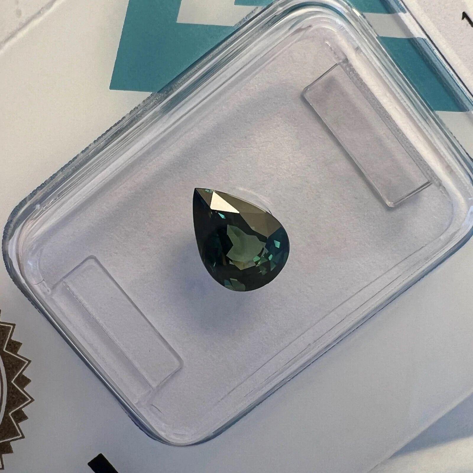 1.21ct Colour Change Sapphire Green Blue Untreated IGI Certified Unheated Pear 3