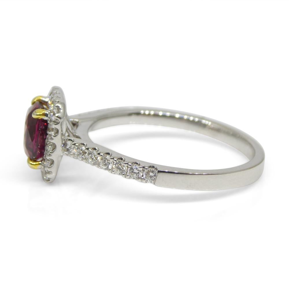 1.21ct Cushion Ruby, Diamond Engagement/Statement Ring in 18K White and Yellow G For Sale 5