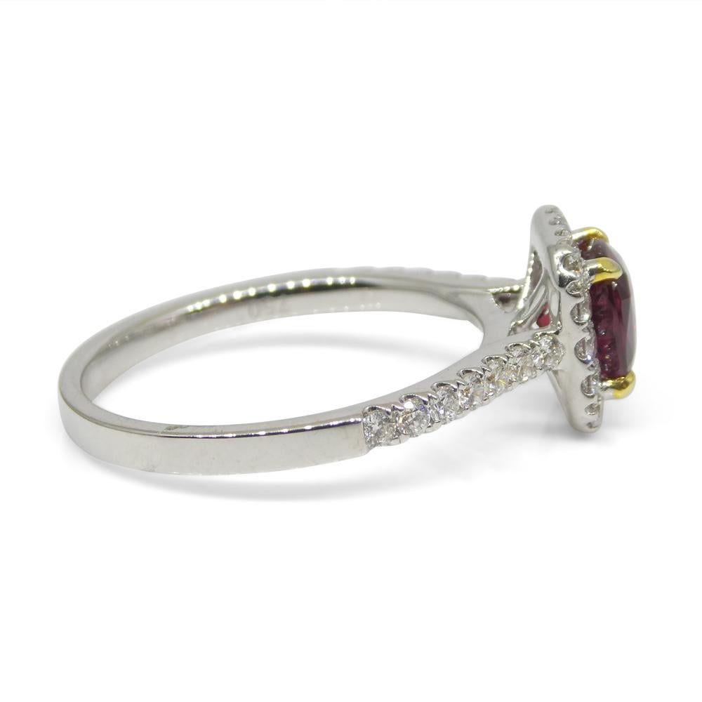 1.21ct Cushion Ruby, Diamond Engagement/Statement Ring in 18K White and Yellow G 3
