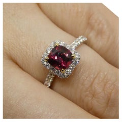 Used 1.21ct Cushion Ruby, Diamond Engagement/Statement Ring in 18K White and Yellow G