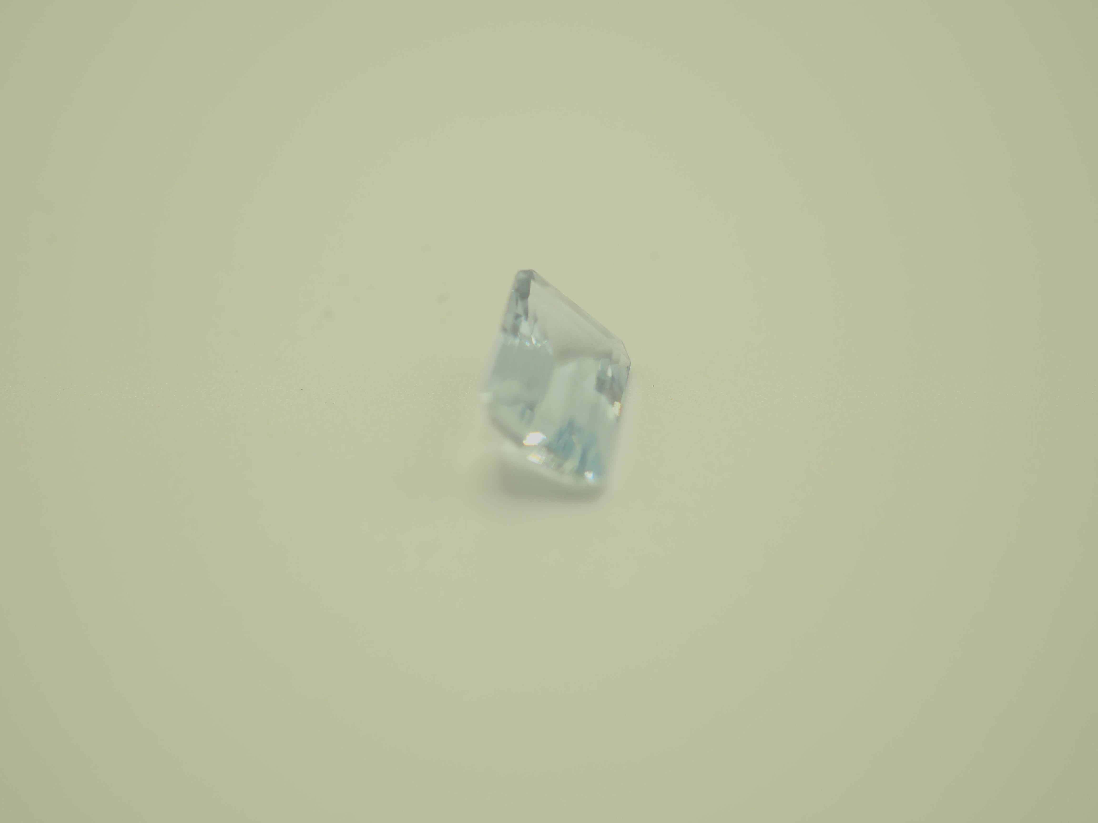1.21ct Emerald Cut Flawless Icy Blue Aquamarine, 8x6x3.5 mm 1