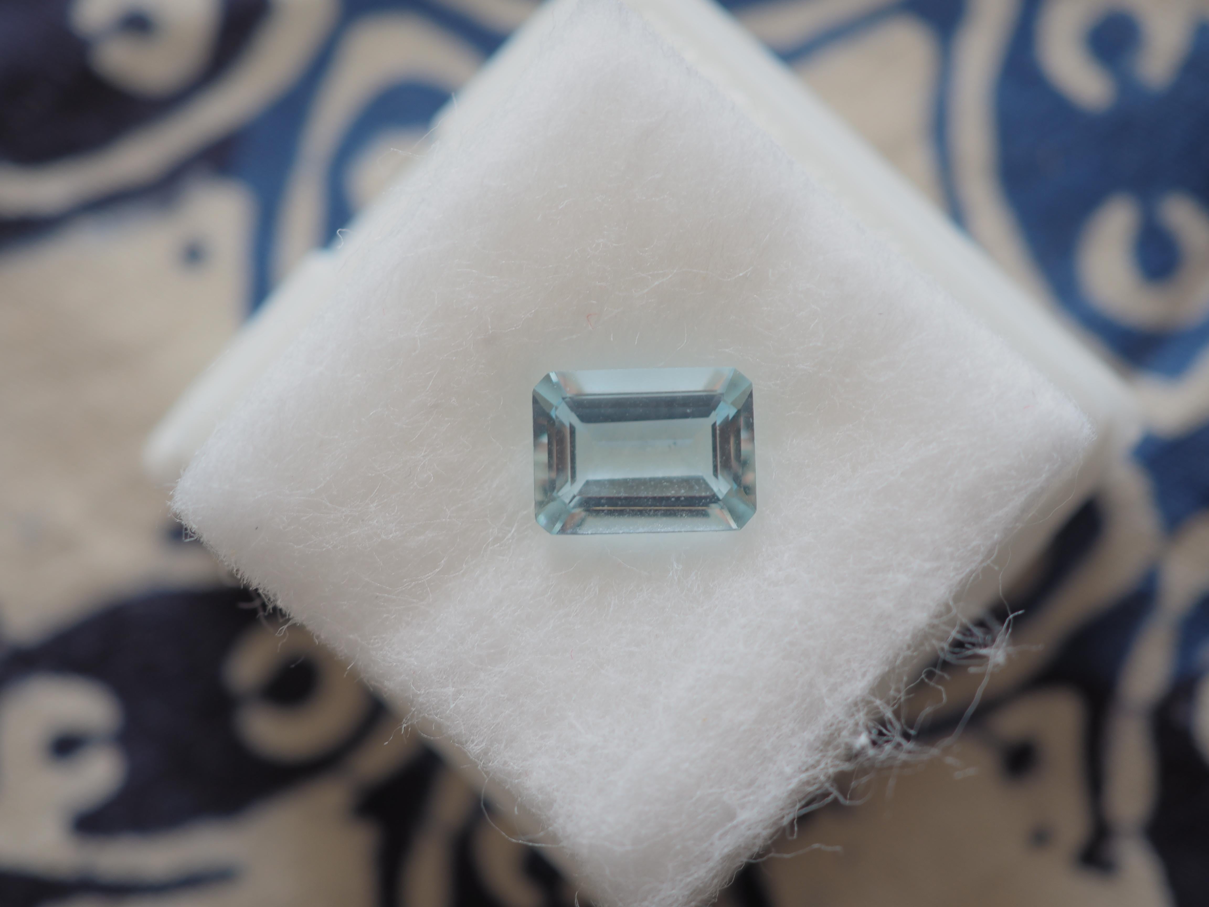 1.21ct Emerald Cut Flawless Icy Blue Aquamarine, 8x6x3.5 mm 3