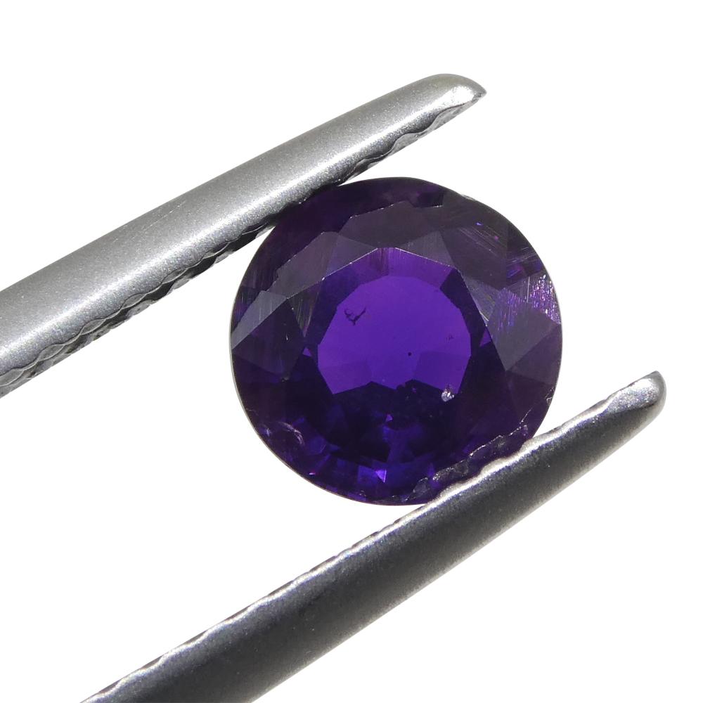 Brilliant Cut 1.21ct Round Purple Sapphire from East Africa, Unheated For Sale