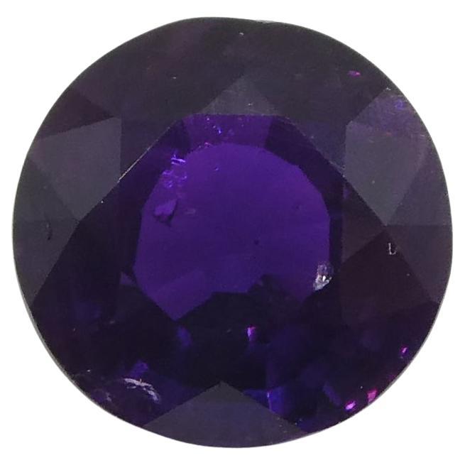 Saphir rond violet 1.21 carat provenant d'Afrique de l'Est, non chauffé en vente