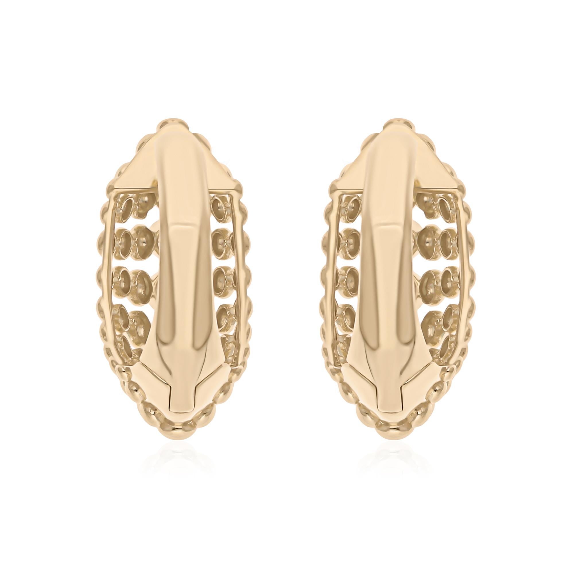 Pendientes de aro en oro amarillo de 14 quilates con diamante talla brillante redondo SI/H de 1,21 quilates en Nuevo estado para la venta en Diera, Dubai