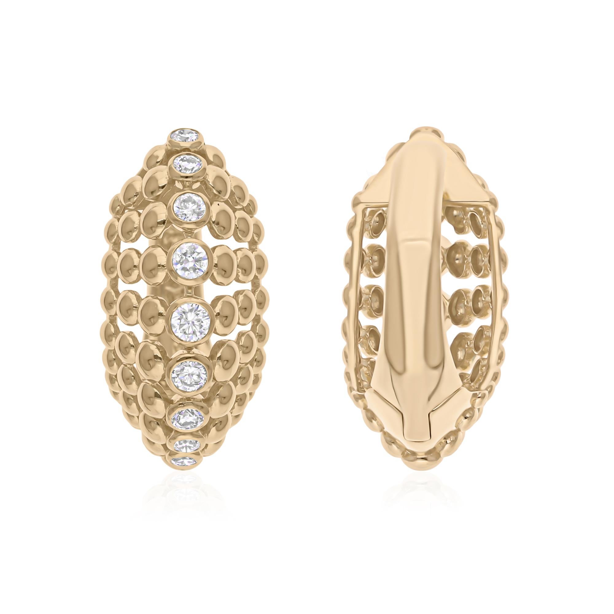 Pendientes de aro con perla de oro amarillo de 18 quilates y corte brillante redondo SI/H de 1,21 quilates Corte redondo en venta