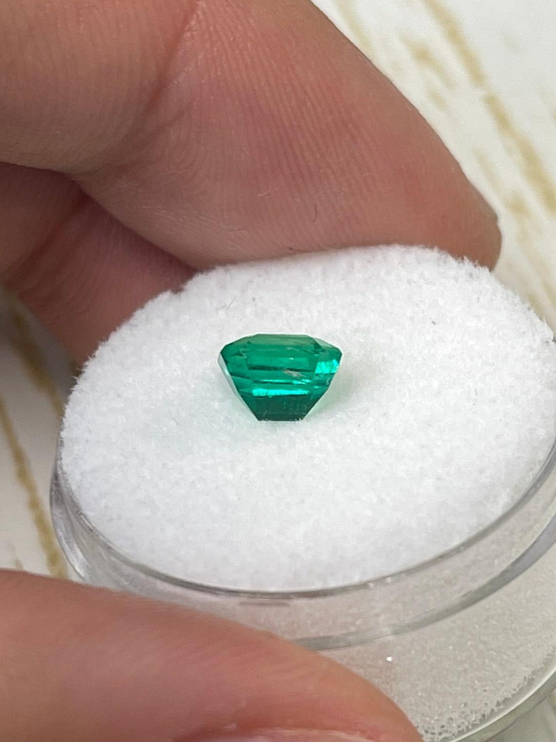1.21ct Vivid Green Asscher Cut Colombian Emerald 6.5x6.2 Genuine May Birthstone For Sale 2