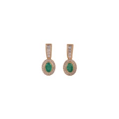 1.21cts Zambian Emerald Earrings with 0.65cts Diamonds and 18k Gold