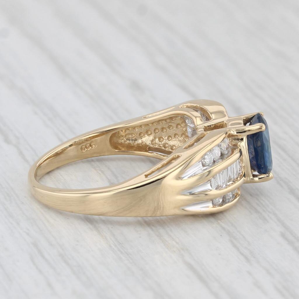 1,21 ctw Oval Blauer Saphir Diamantring 18k Gelbgold Größe 6,5 (Ovalschliff) im Angebot