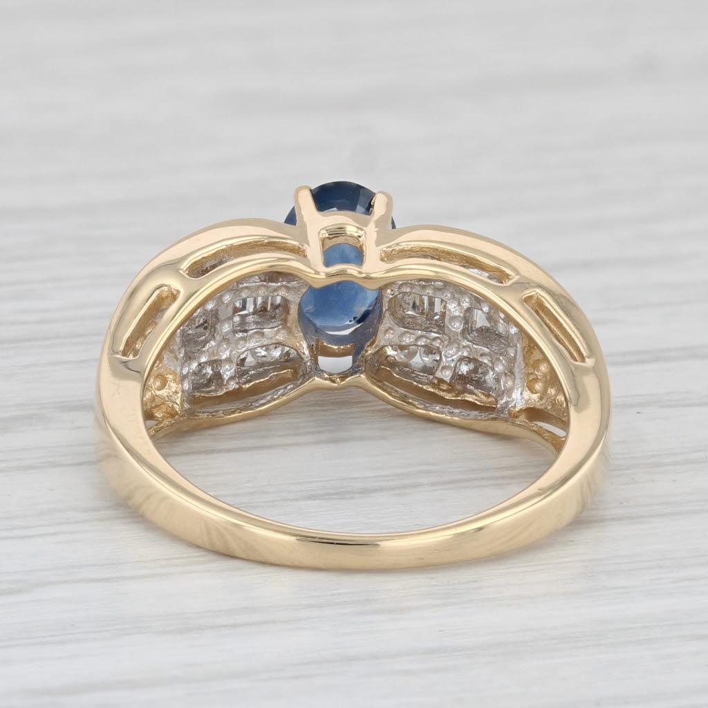 1,21 ctw Oval Blauer Saphir Diamantring 18k Gelbgold Größe 6,5 im Zustand „Gut“ im Angebot in McLeansville, NC