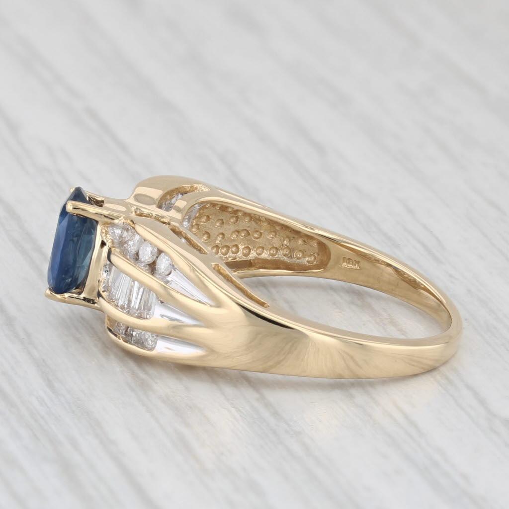 1,21 ctw Oval Blauer Saphir Diamantring 18k Gelbgold Größe 6,5 Damen im Angebot