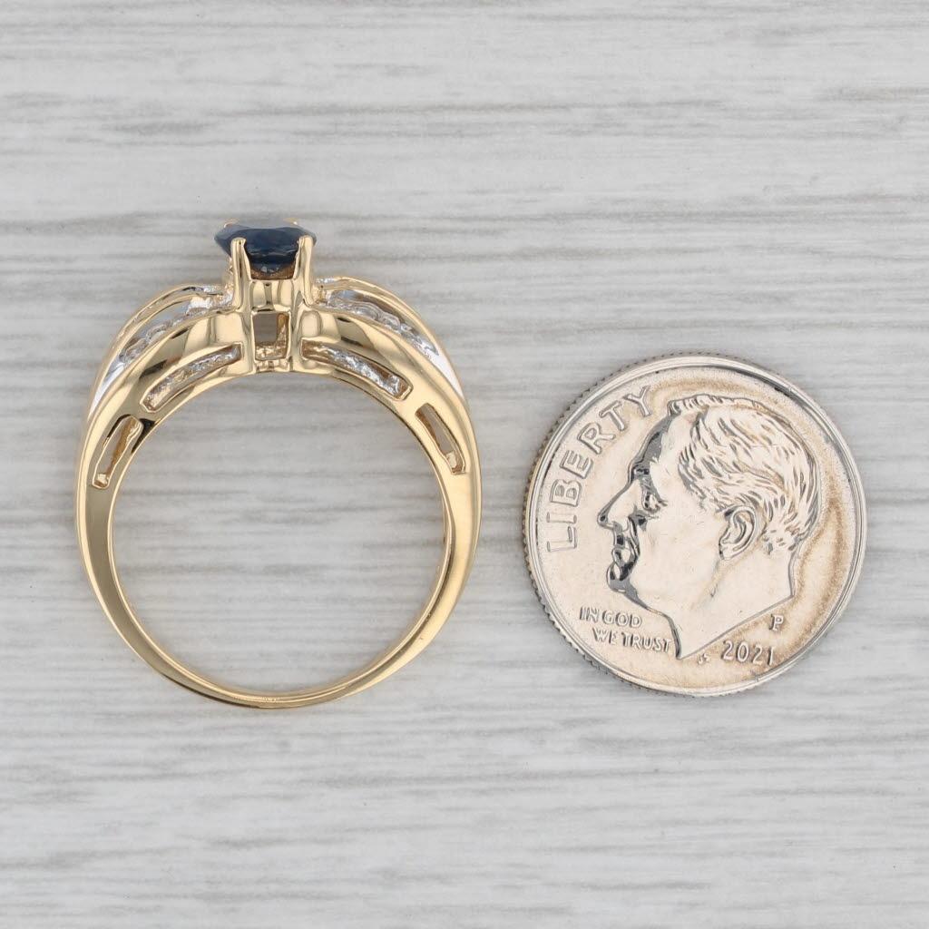 1,21 ctw Oval Blauer Saphir Diamantring 18k Gelbgold Größe 6,5 im Angebot 4