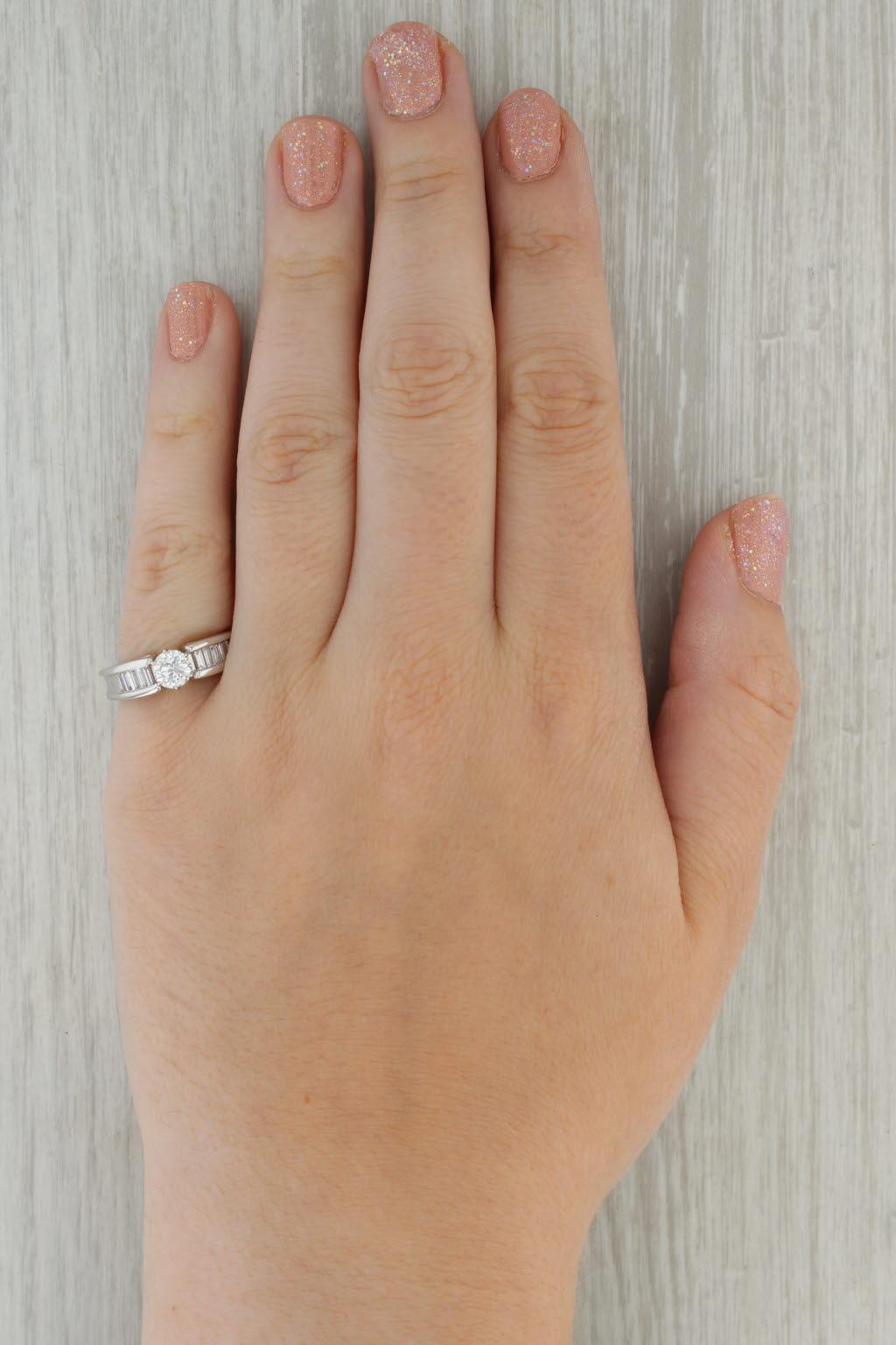 1.21ctw Round Diamond Engagement Ring 14k White Gold Size 7 For Sale 5
