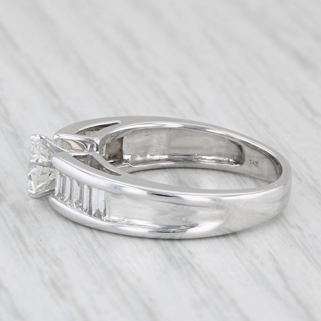 Round Cut 1.21ctw Round Diamond Engagement Ring 14k White Gold Size 7 For Sale