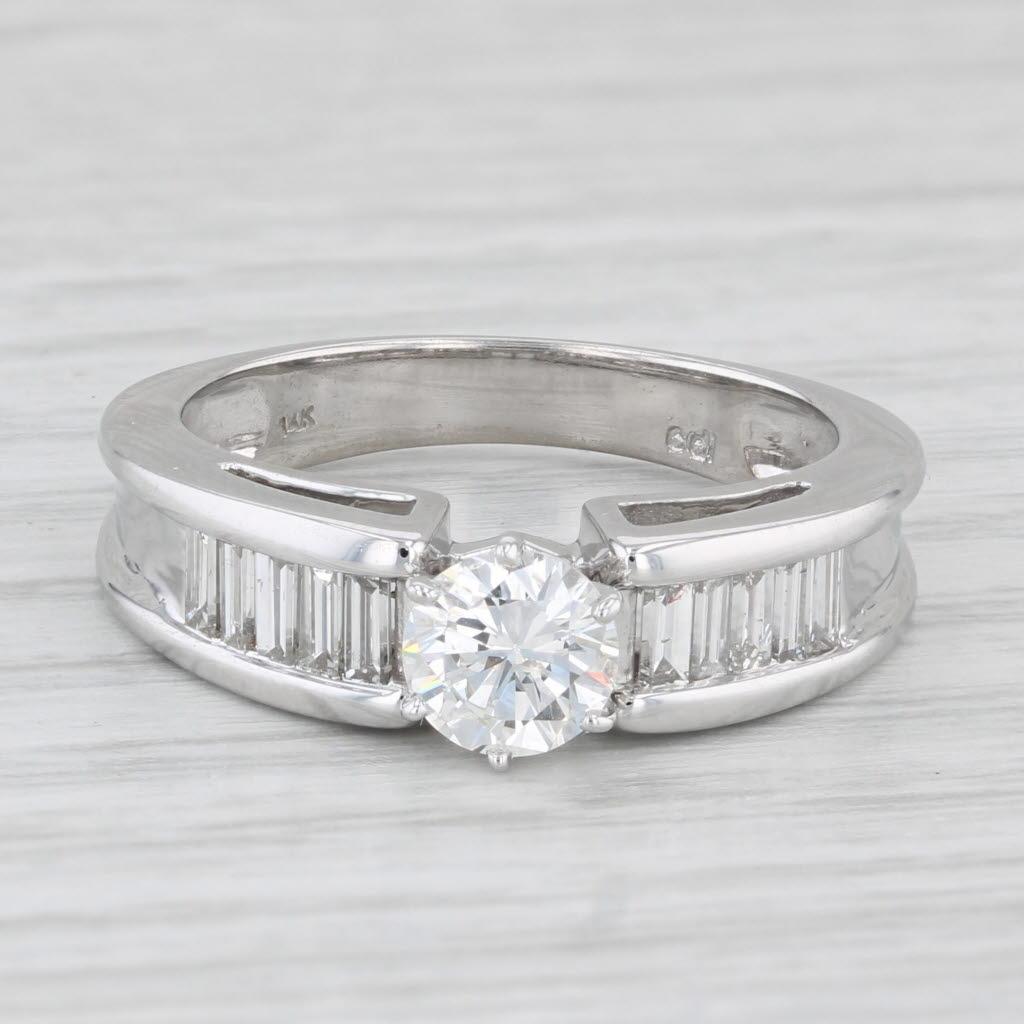 1.21ctw Round Diamond Engagement Ring 14k White Gold Size 7 For Sale 1