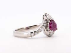 1.21ctw Ruby and Diamond Halo Engagement Ring Platinum Heavy 7g+ R6731