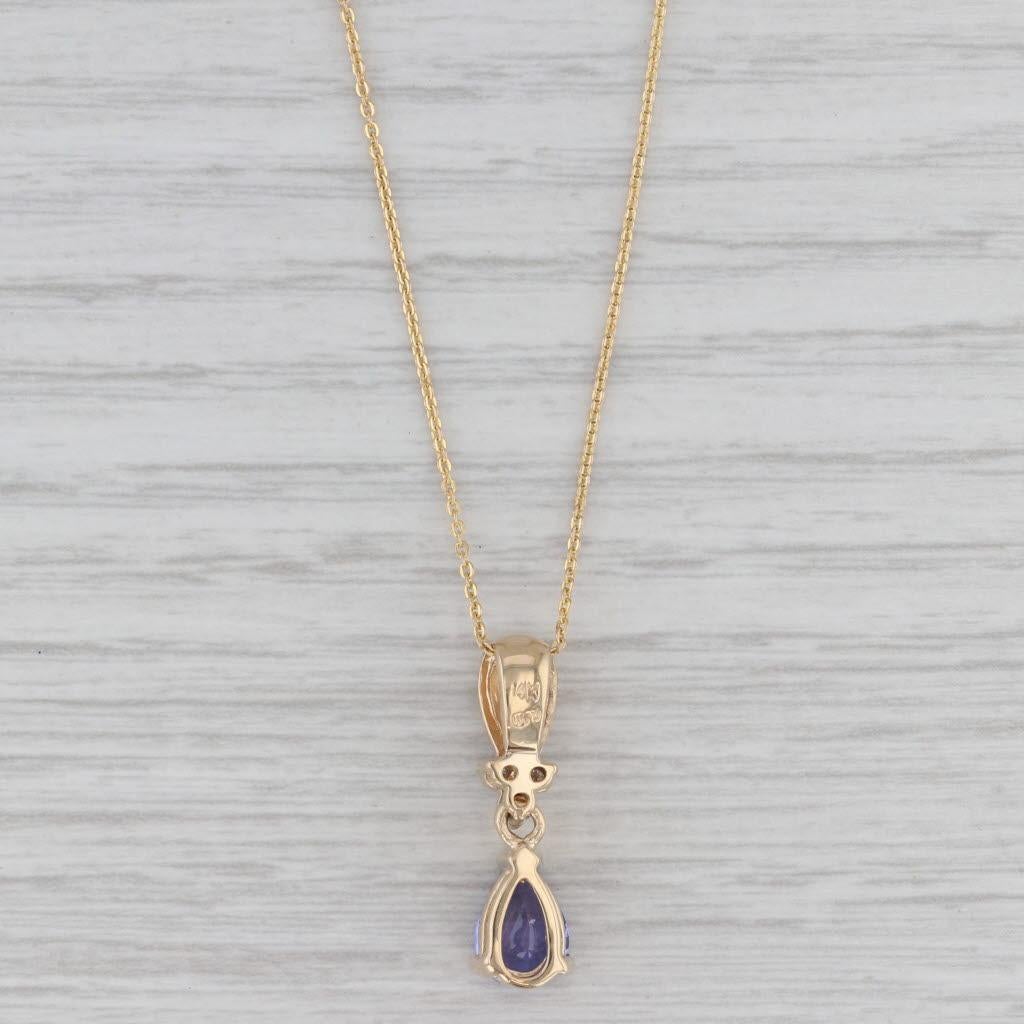 Collar Colgante Gota Diamante Tanzanita 1.21ctw Oro 14k 17-18