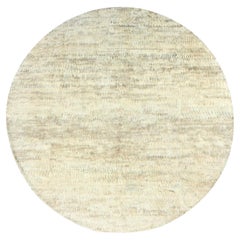12'1"x12'1" Beige, Shag Flokati Greek Style, Natural Wool Hand Knotted Round Rug