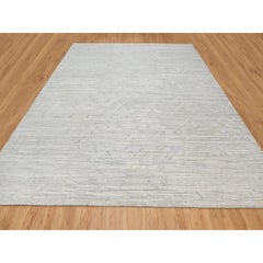 12'1"x12'1" Gray, Modern Design, Undyed Natural Wool, Hand Knotted Square Rug