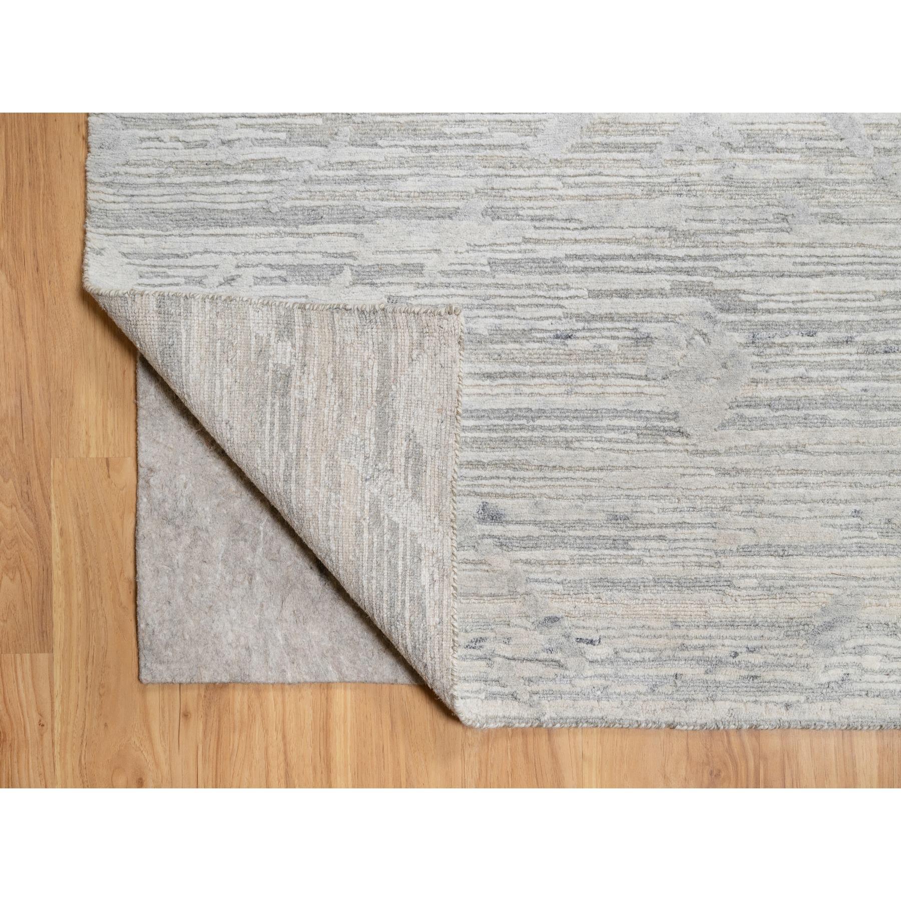 Indien Tapis carré noué à la main gris, design moderne, laine naturelle non teintée 12'1