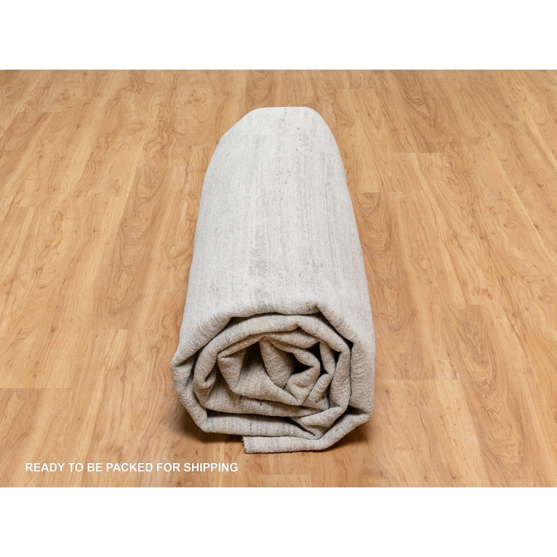 Tapis carré noué à la main gris, design moderne, laine naturelle non teintée 12'1