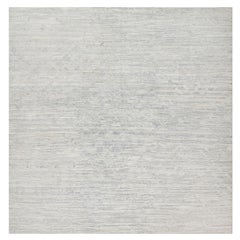 Tapis carré noué à la main gris, design moderne, laine naturelle non teintée 12'1"x12'1"