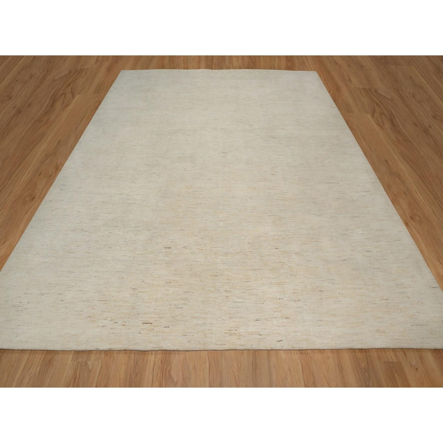 Cream White, Hand Knotted, Modern, Plain Design, Lori Buft Gabbeh, Thick and Plush, Undyed Natural Wool, Square, Oriental Rug
Primary materials: Wool
Latex: No Pile 
height: 0.25 Inches
Style: Contemporary
Primary color: Ivory
Secondary colors: