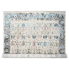 12
1 "x14
10" Ivoire et bleu ciel Noué à la main Mahal Design Rugs Laine Orientale XL