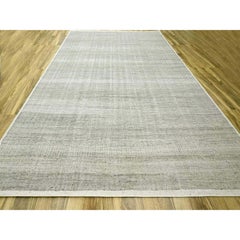 12'1"x14'10" Storm Gray Grass Design Hand Knotted Textured Wool XL Oriental Rug