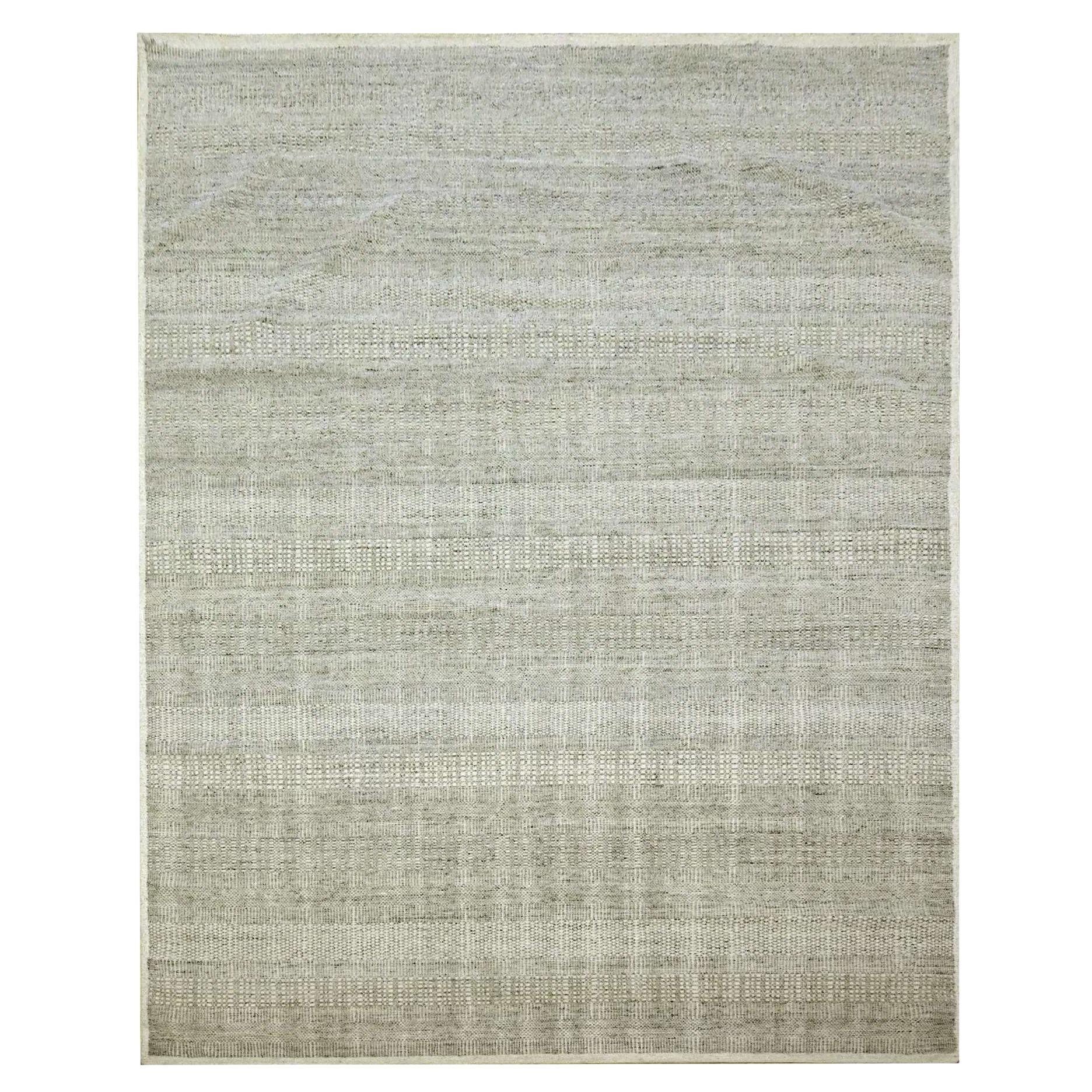 12'1 "x14'10" Storm Gray Grass Design annodato a mano in lana testurizzata XL Oriental Rugs