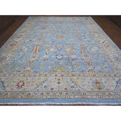 12'1"x14'6" Blue Hand Knotted Fine Aryana Pure Wool Heriz All Over Design XL Rug