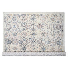 12'1"x14'9" Ivory Wool Pile Natural Dyes Mahal Design Hand Knotted Oriental Rug