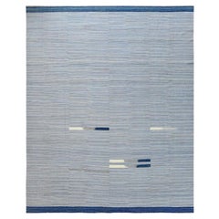 12
1"x15
 Hand Woven Flat Weave Kilim Pure Nomadic Stripe Design Wool Rug