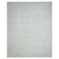 12'1"x15' Misty Gray Hand Knotted Modern Grass Design Pure Wool XL Oriental Rug